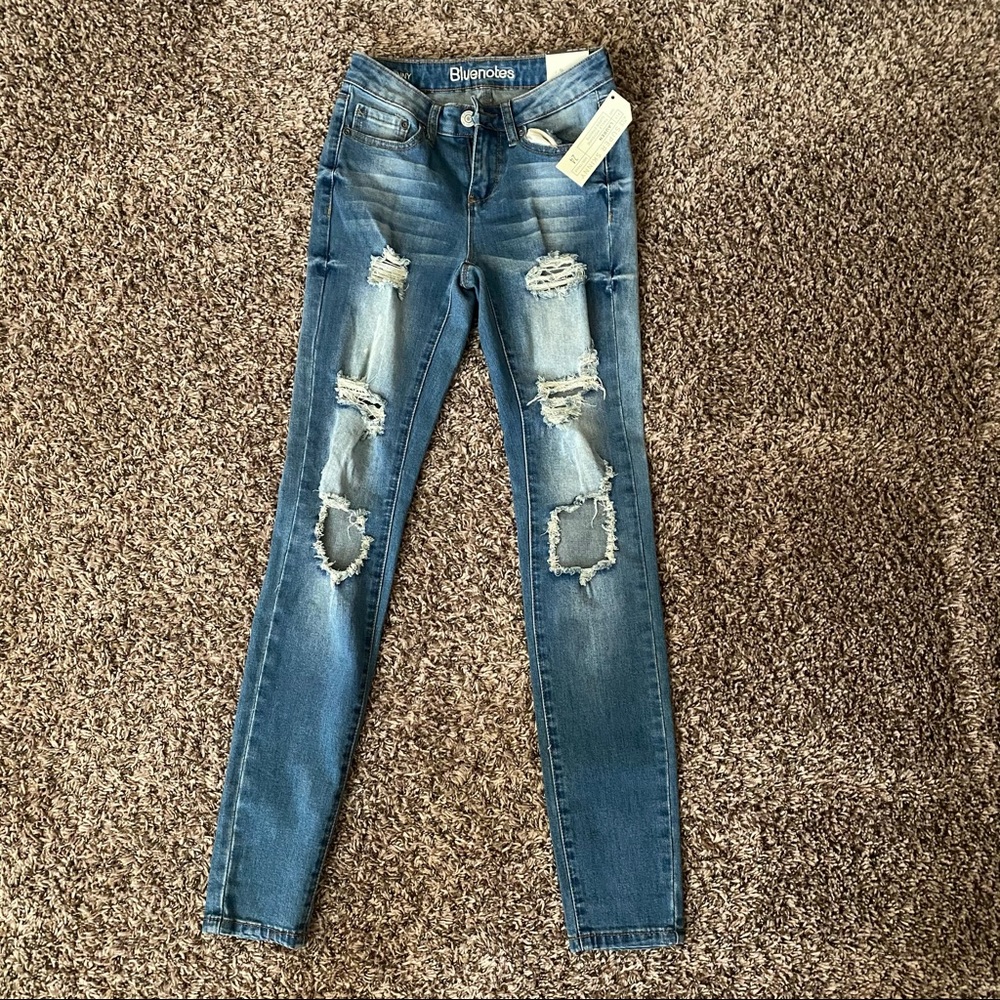 Bluenotes Mid Rise Super Skinny Jeans with holes